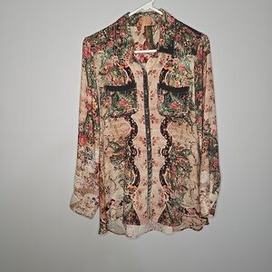 Aratta Multicolor Floral Button Down Shirt